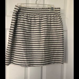 J. Crew Factory Navy striped linen Sidewalk skirt